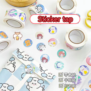 [พร้อมส่ง] สติ๊กเกอร์ตกแต่ง สติ๊กเกอร์น่ารัก ลายการ์ตูน ม้วน 300 ดวง ขนาด 1นิ้ว/2.5cm ไดคัทวงกลม ไดคัทสี่เหลี่ยม