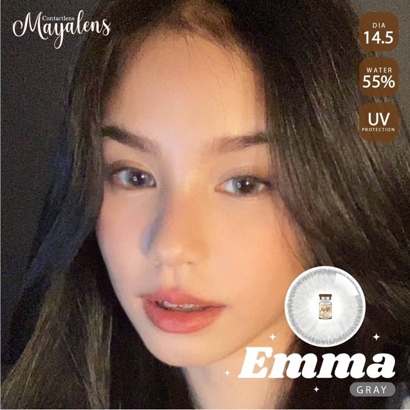 Emma gray brown Bigeye Mayalens บิ๊กอาย ✅คอนแทคเลนส์กองแสงUV✅