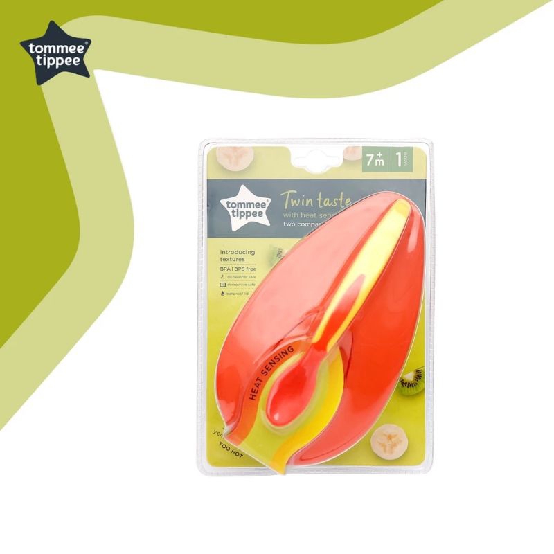 ชามมีช่องแบ่งและช้อนวัดอุณหภูมิ Tommee Tippee Twin Taste Set ของแท้