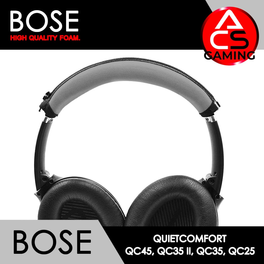 ACS (Bh03) ผ้าคาดหัวหูฟัง Bose และยี่ห้ออื่นๆ (สีเทา/มีซิป) สำหรับรุ่น QC45, QC35 II, QC35, QC25 Headband