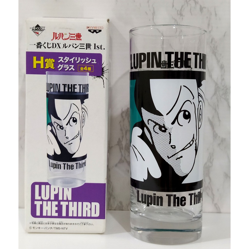 ของแท้ จากญี่ปุ่น แก้วน้ำ แก้วใส แก้ว อนิเมะ จอมโจรลูแปง Ichiban Kuji DX Lupin The Third Lupin Long 