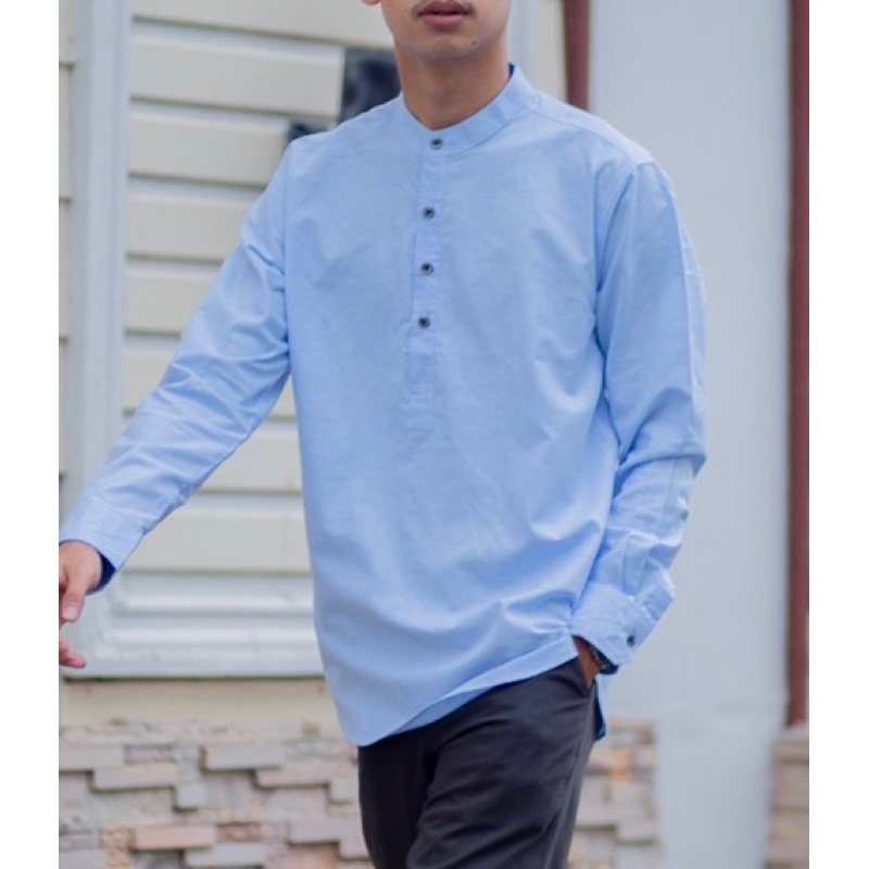 เชิ้ตคอจีนแขนยาว 4กระดุม ทรงสลิม 21สีผ้าCotton Oxford Premium