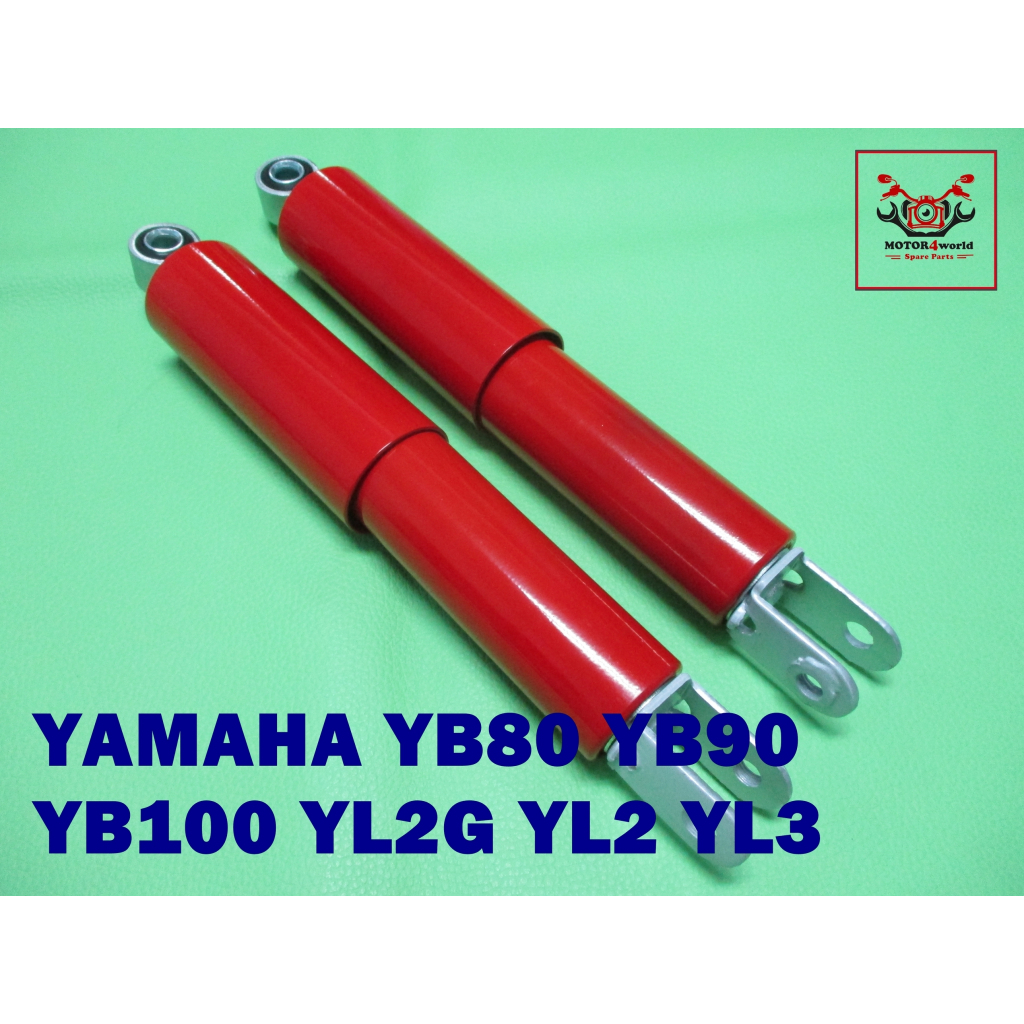 REAR SHOCK SET “RED” (290 mm.) For YAMAHA YB80 YB90 YB100 YL2G YL2 YL3 // โช๊คหลัง กระบอกสีแดง (290 