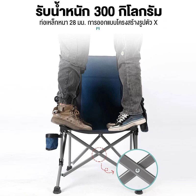 เก้าอี้แคมป์ปิ้ง เก้าอี้สนาม คนอ้วน พร้อมกระเป๋าจัดเก็บ โครงอลูมิเนียมรับน้ำหนักได้ คนอ้วน 300KG thumbnail 6