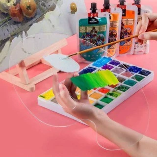 จานสี โปร่งใส รูปไข่ จานสีอะคริลิค ผสมสี เครื่องมือวาดภาพ สีอะคริลิค อุปกรณ์เสริม/Acrylic/Watercolor/Painting Palette