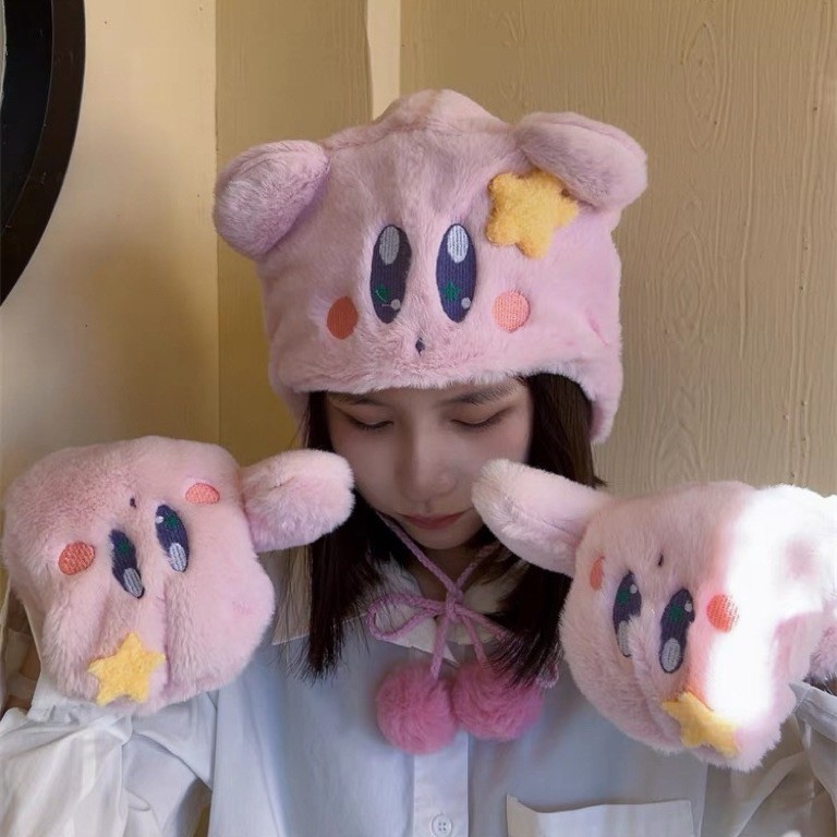 ส่งด่วน หมวกและถุงมือกันหนาว Kirby ผ้านุ่มๆช่วยให้อุ่นเพิ่มด้วยนะ ถุงมือ หมวก ตุ๊กตา