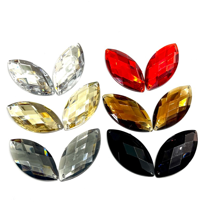 P-1108ขนาด(3*6cm)พลอยพลาสติกทรงเม็ดข้าวสารเกรดAมีรูร้อยด้านหลังเรียบขนาด🇹🇭สินค้าพร้อมส่ง🇹🇭