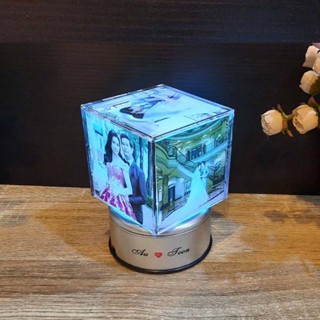 กล่องดนตรีฐานหมุน MP3 ลงเพลง10เพลง ปริ้นรูป 5 ด้านติดกล่องอะ…