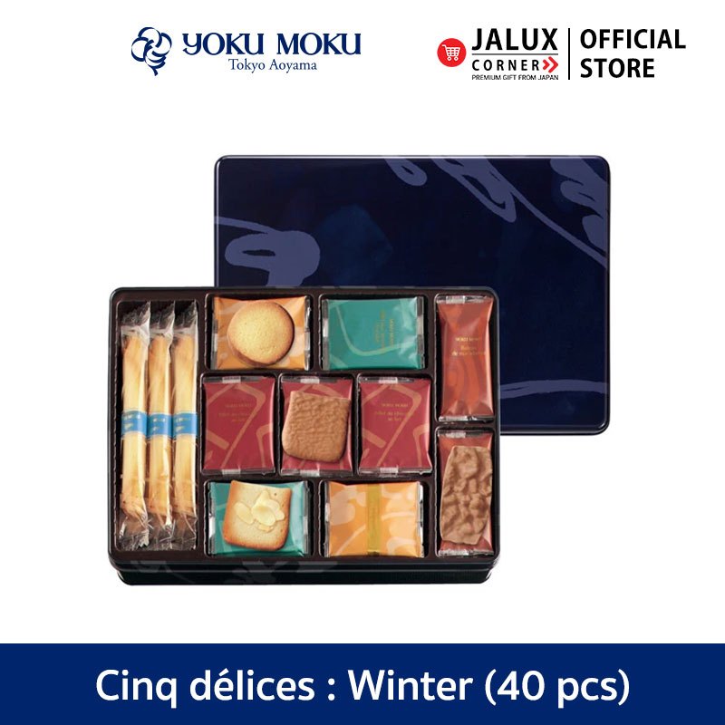 JALUX CORNER YOKU MOKU Cinq délices (Winter) ขนมคุกกี้รวม 5 ชนิด กล่องเหล็ก 40 ชิ้น