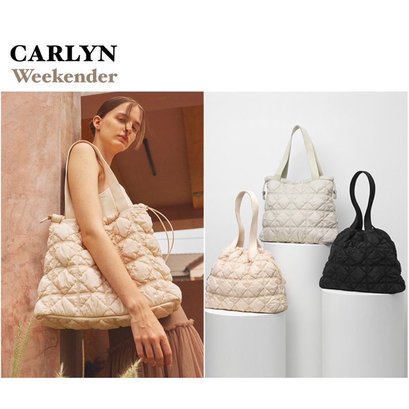 ของแท้/พรีออเดอร์✨ กระเป๋า carlyn รุ่น weekender สี ivory / spring gray / black รอของ7-14วัน