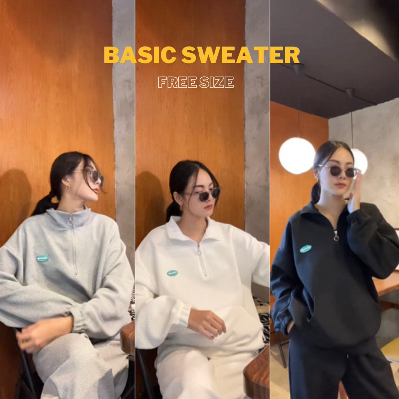 (AP03ผ้าวาฟเฟิล)Airport Sweater - ชุดเซ็ตสเวตเตอร์เสื้อแขนยาว + กางเกงขายาว ถ่ายจากงานจริง