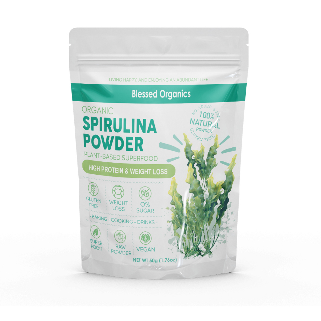 ผงสาหร่ายสไปรูลิน่า SPIRULINA ออแกนิค100% โปรตีนเน้นๆจากท้องทะเล
