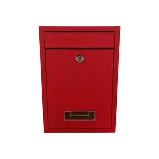 ตู้จดหมายเหล็ก ตู้จดหมายกันน้ำ ตู้ไปรษณีย์หน้าบ้าน ตู้ไปรษณีย์เหล็ก พร้อมกุญแจ  สีแดง