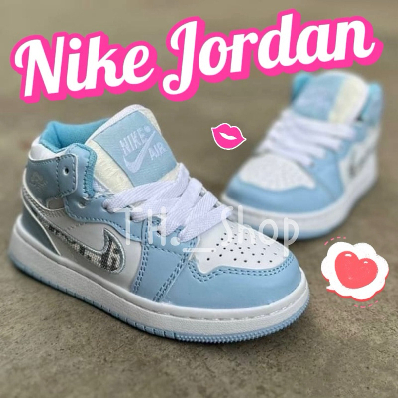 สีใหม่เข้าเพิ่ม รองเท้าผ้าใบหุ้มข้อเด็ก Nike Air Jordan น่ารักมาก ใส่สบายไม่กัดเท้า