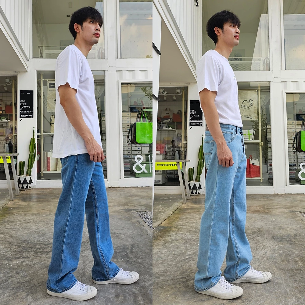 Golden Zebra Jeans กางเกงยีนส์ชายทรงขากระบอกใหญ่ผ้าไม่ยืดเอวสูงไซส์เล็กไซส์ใหญ่ #209/1