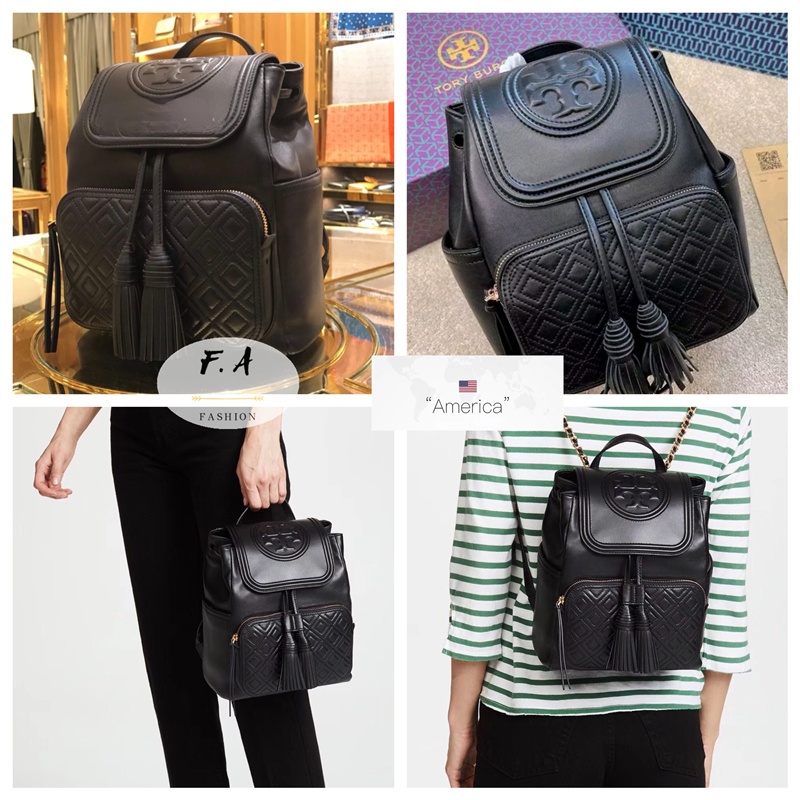 F.A ว่าแท้100% coach แท้ Tory Burch  แท้  Fleming backpack กระเป๋าหนังแกะผู้หญิง 703