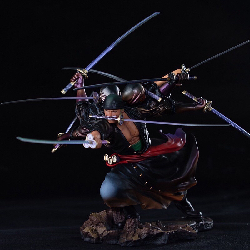 One Piece Roronoa Zoro 3 Heads 9 Swords PVC Figure 29 cm