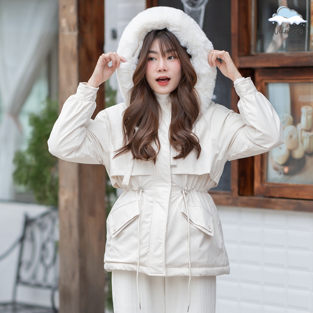 [ LB-028 I Snowy Coat + Isabella Sweater + Claire Pant ] เสื้อโค้ท มีฮู้ด ขนเฟอร์ ถอดได้ I เสื้อคอเต
