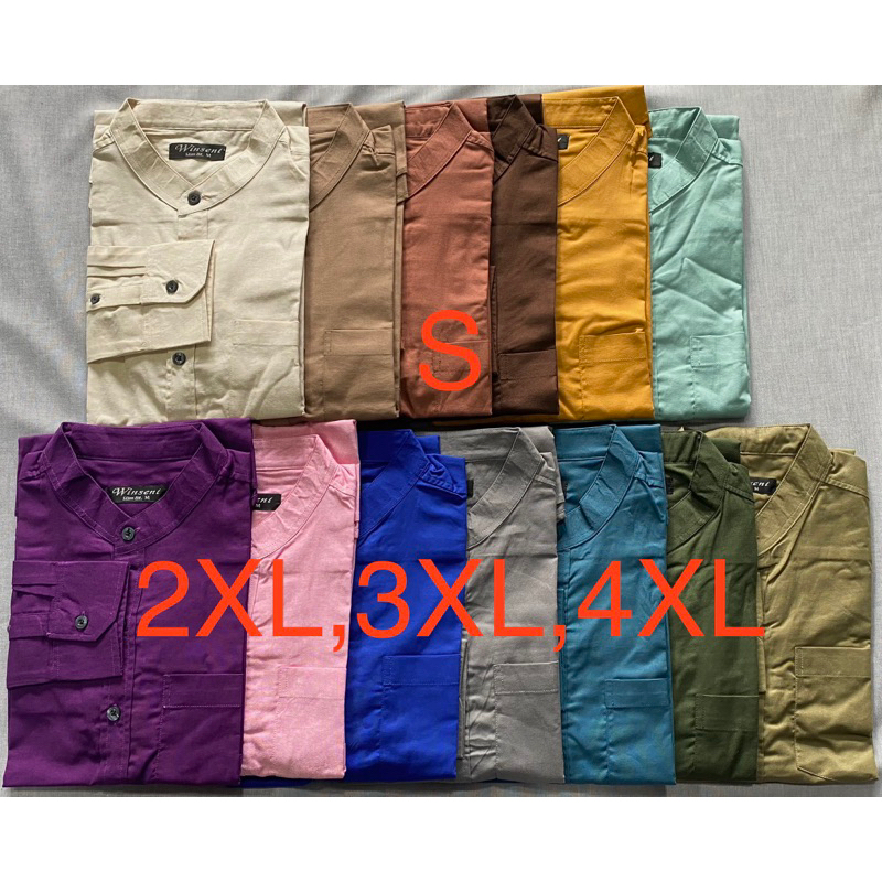 เสื้อเชิ้ตคอจีนแขนยาวไซส์ใหญ่ 2XL-3XL-4XL ผ้าCotton Oxford Premium