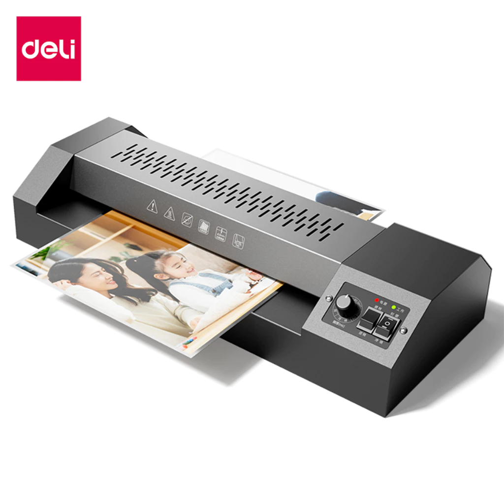 Deli เครื่องเคลือบบัตร 5 in 1 เครื่องเคลือบกระดาษ A3 เคลือบร้อนและเย็น ควบคุมอุณหภูมิได้ Laminator