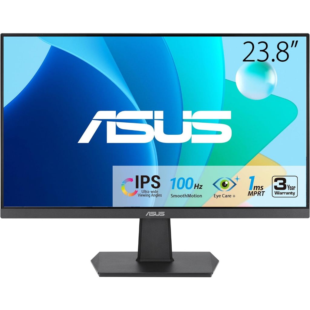 ASUS 24 ” VA24EHF 1080P Eye Care Monitor - IPS, Full HD, Frameless, 100Hz