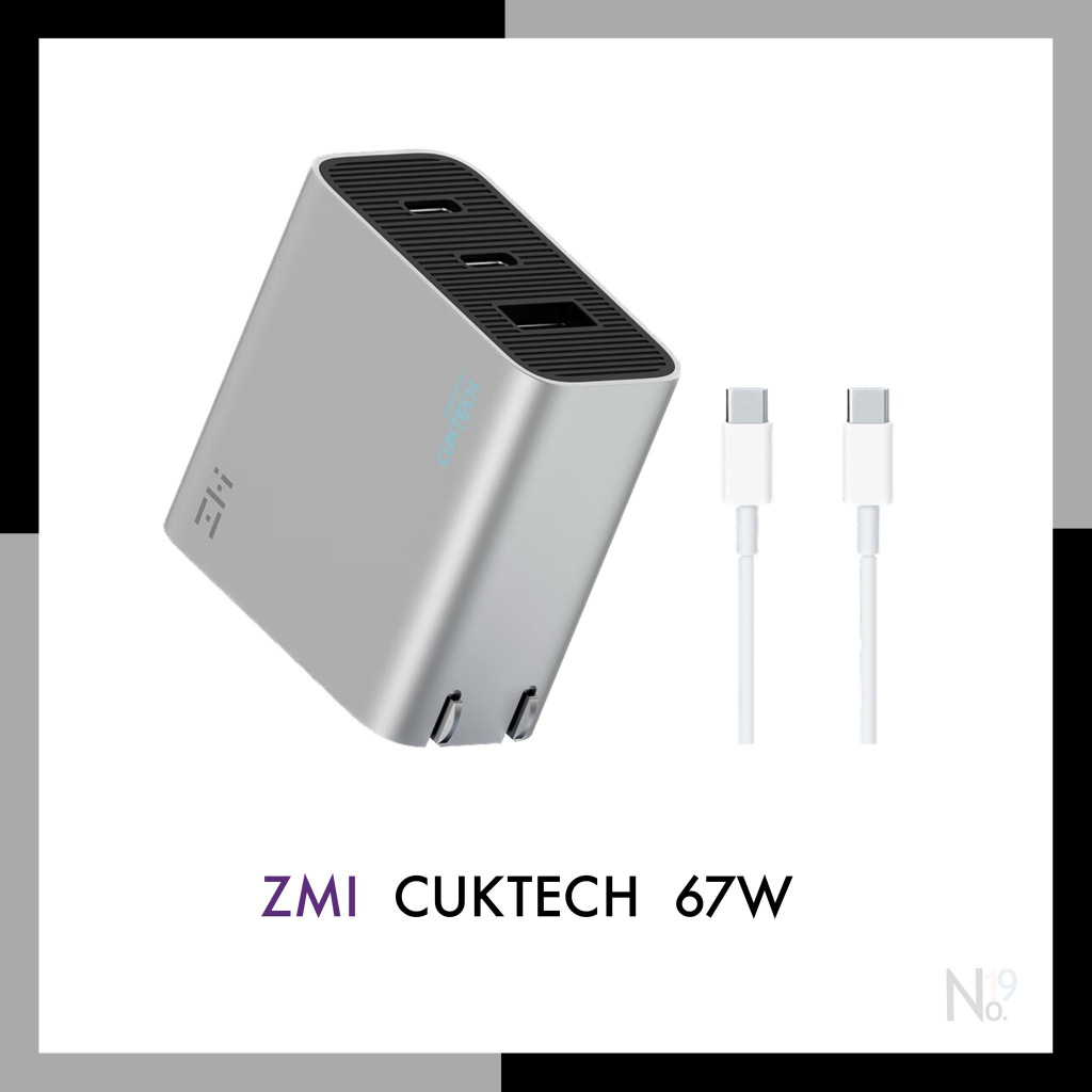 หัวชาร์จ ZMI CUKTECH GaN3 67W A15C PD Adapter 3พอร์ตชาร์จ แท้ 2 Type-C / 1 USB-A พร้อมกัน 3 อุปกรณ์ Charge Charger 65W