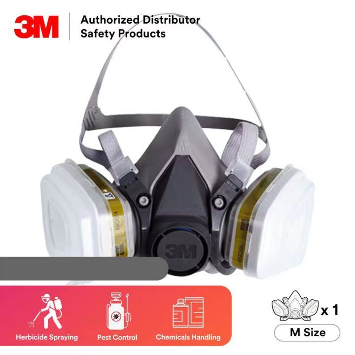 3M หน้ากากกันสารเคมี รุ่น 6200 สำหรับงานพ่นยาการเกษตร งานพ่นสีรถ(ของแท้ 100%) จับคู่ตัวกรอง 3M6001-6