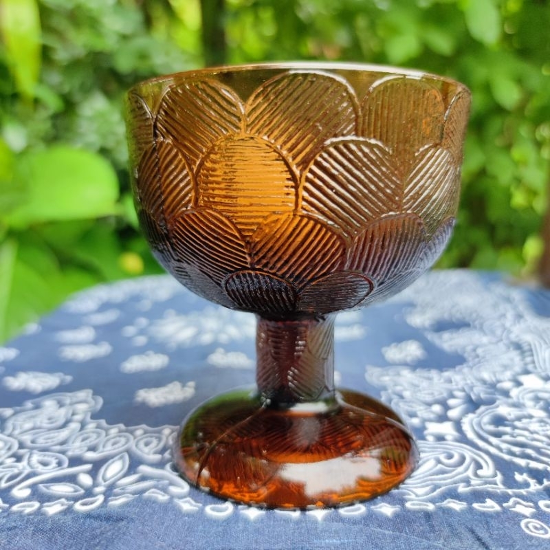 Vintage 70s  Iittala Miranda Brown Glass Serving Bowl Heikki Orvola Finnish Design