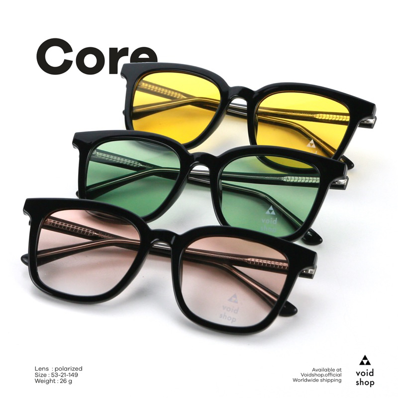 12.12 CORE แว่นกันแดดเลนส์สี ขนาดใหญ่ เลนส์กัน UV400 และ Polarized กันแดดได้จริง จาก voidshop