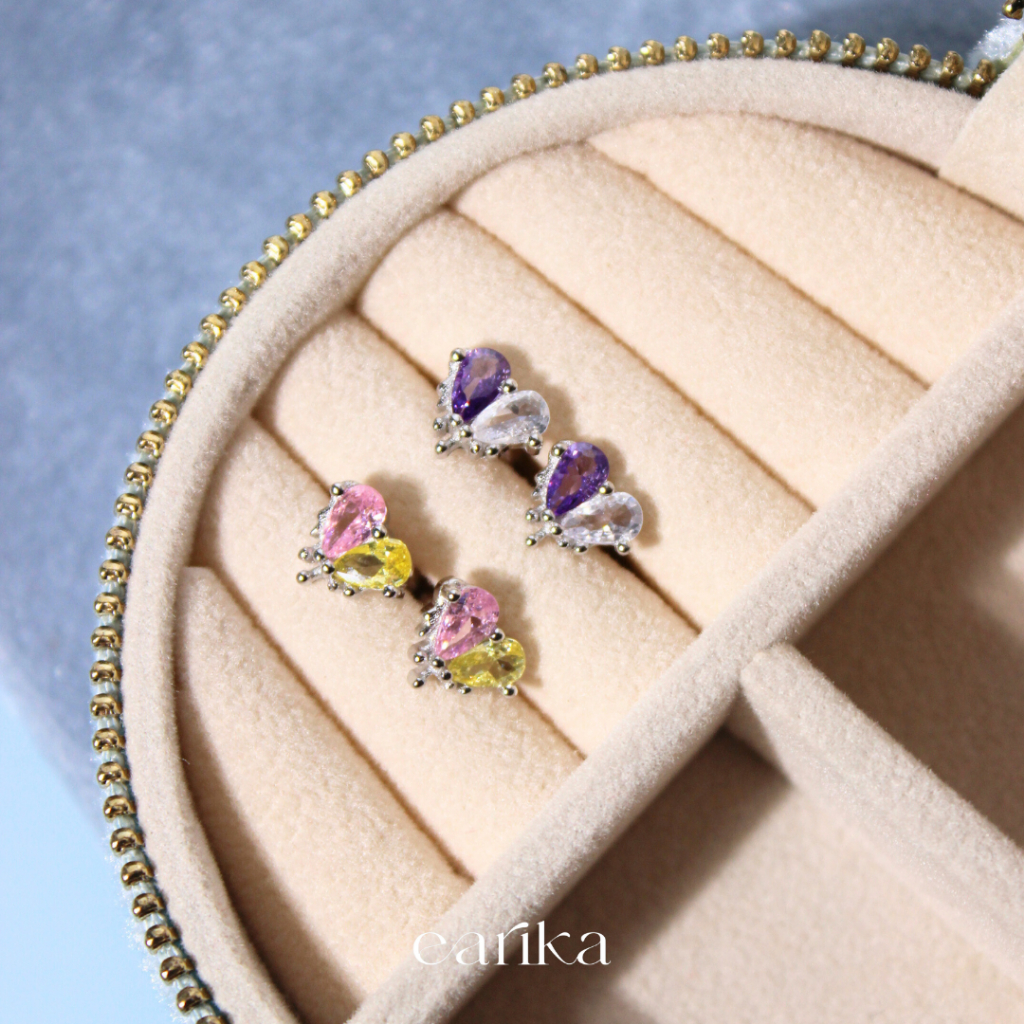 earika.earrings - candy two tone heart piercing จิวเม็ดกลมเงินแท้รูปหัวใจ 2 สี เหมาะสำหรับคนแพ้ง่าย