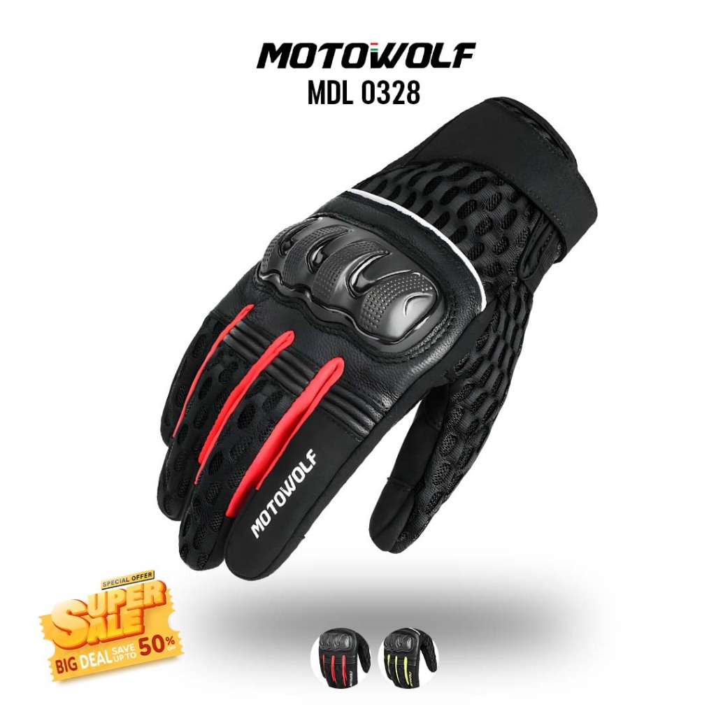 #ถุงมือขับมอเตอร์ไซค์ #MOTOWOLF #ถุงมือหนัง #ถุงมือตาข่าย #อุปกรณ์ขี่มอเตอร์ไซค์
