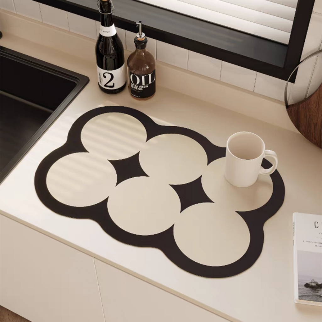 พรมเช็คเท้าสไตล์วินเทจ พรมปูพื้นห้องน้ำ กันลื่นดูดซับน้ำได้ดี แผ่นดูดซับโคลนไดอะตอม - รูปที่ 3