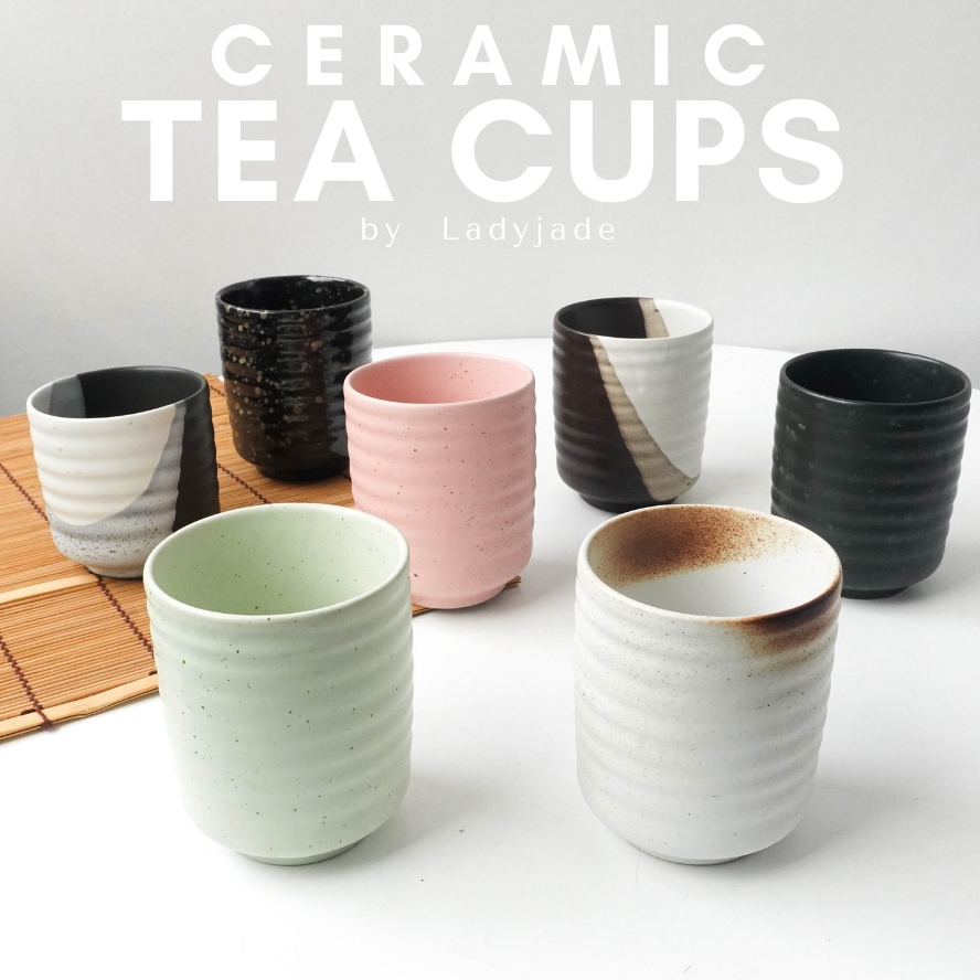 ถ้วยน้ำชาเซรามิคทรงลอนสไตล์ญี่ปุ่น รุ่น Yunomi Tea Cup แบรนด์ Ceramine.cei (คละเกรด)