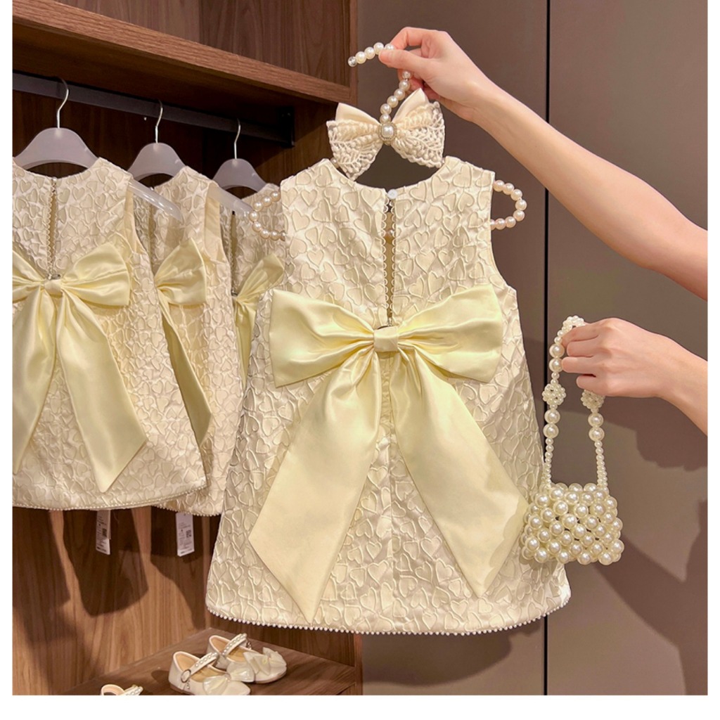 (Live แจกโค้ดรอบ 20.00 น.) KO82 ชุดเดรสลูกสาวแขนกุด ลายหัวใจ