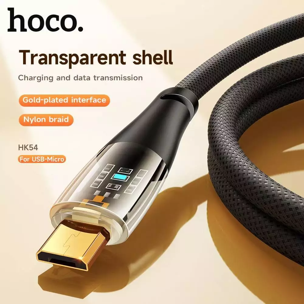 HOCO HK54 สายชาร์จโปร่งใส LED 3A ไนล่อนถัก iOS/Micro/Type-C 1ม. thumbnail 4
