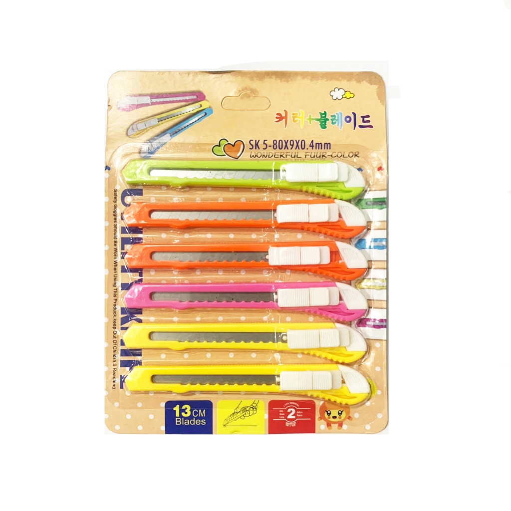 คัตเตอแผง1x6 คัตเตอร์ มีดคัตเตอร์ คัทเตอ คัดเตอ 1แพ็ค คละสี6ชิ้น
