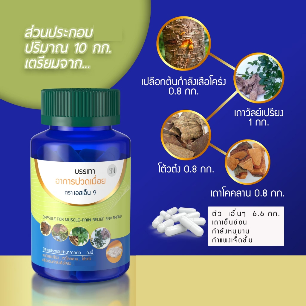 (ส่งฟรีไม่ต้องเก็บโค้ด) แก้ปวดเมื่อย เส้นยึด เอ็นจมกษัยเส้น ร้าวลงขา SN9เถาวัลย์เปรียง SN9แก้ปวดเมื่อย กระปุก30เม็ด ราคา ถูกที่สุด ดีลบีเคเค แกลเลอรีภาพที่ 5