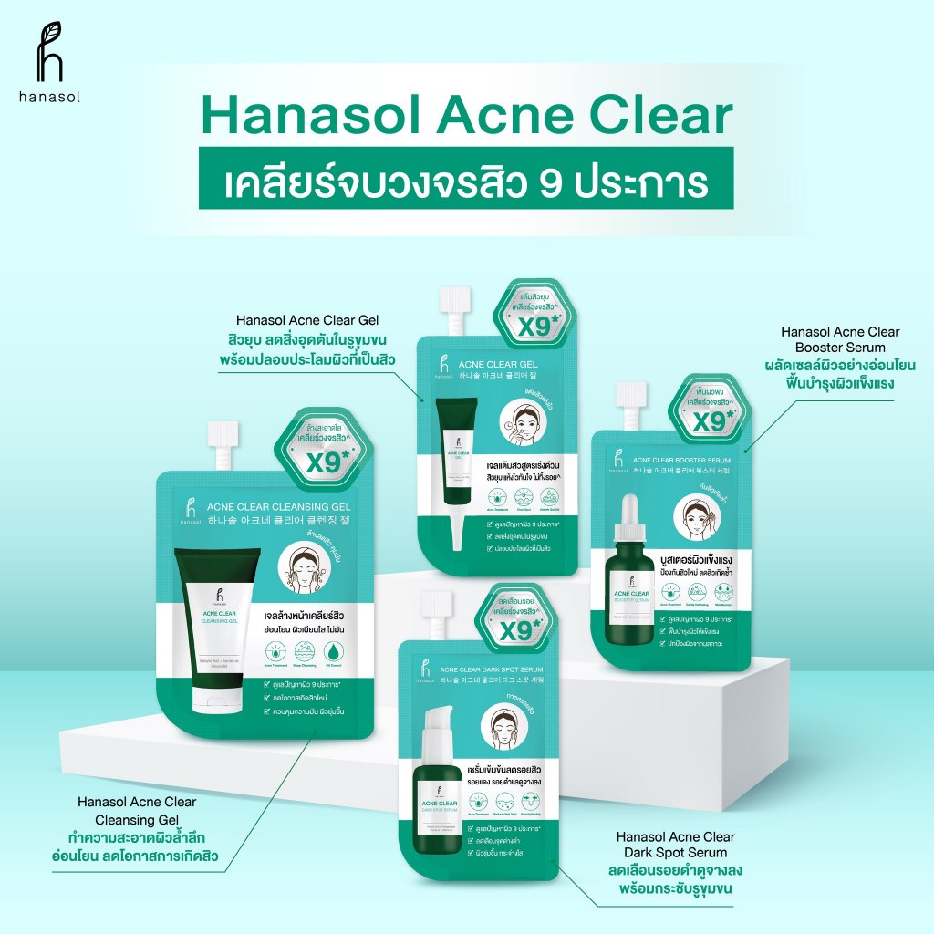 (1 ซอง) Hanasol acne clear  ฮานาโซล แอคเน่ เคลียร์ จัดการสิว ลดสิว ผิวเป็นสิว