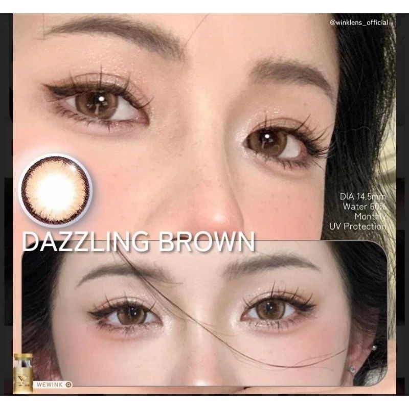 คอนแทคเลนส์ วีวิ้งค์ ฝาทอง Dazzling Brown(Mini/Bigeye) ค่าอมน้ำสูง 60% ค่าสายตา0.00-500