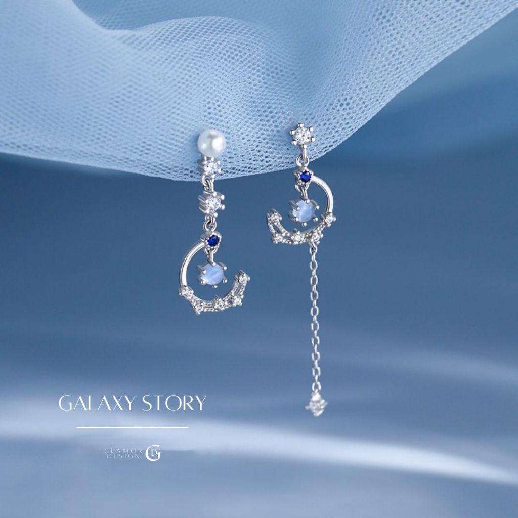 GLAMOR✨พร้อมส่ง ต่างหูเงินแท้ Galaxy Story ต่างหูเพชร cz ต่างหูแฟชั่น ตุ้มหูเงินแท้ ตุ้มหูผู้หญิง