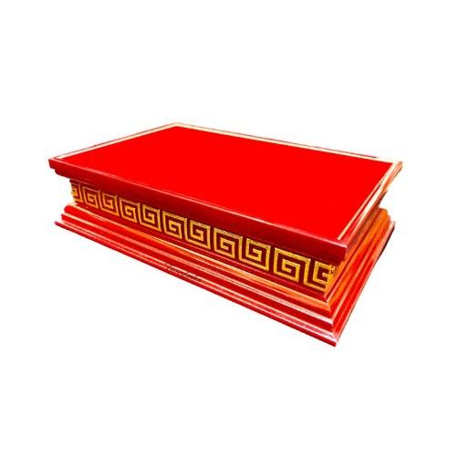 ฐานวางพระ ฐานรองพระ ฐานลายจีนสีแดง ผ้ากำมะหยี่สีแดง ฐานสูง 2 นิ้ว