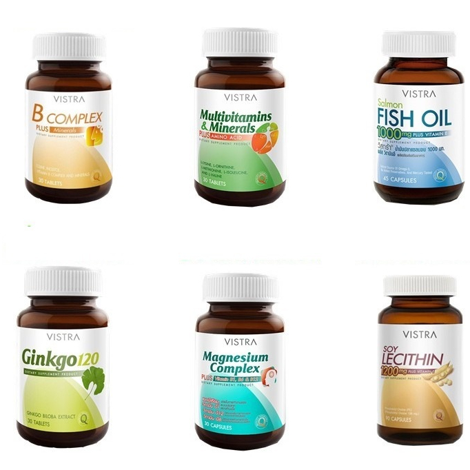 Vistra - วิสทร้า #B complex plusminaral,Multivitamin,Fish oil,Ginkgo,Magnesium,Lecithin