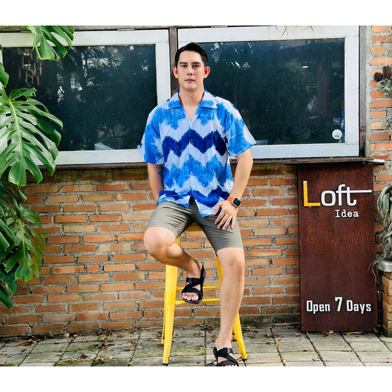 👕เสื้อฮาวายมัดย้อม(มีกระเป๋าหน้าอก) 👕เนื้อผ้าฝ้ายเมมเบิด💯 ใส่สบาย ไม่ร้อน