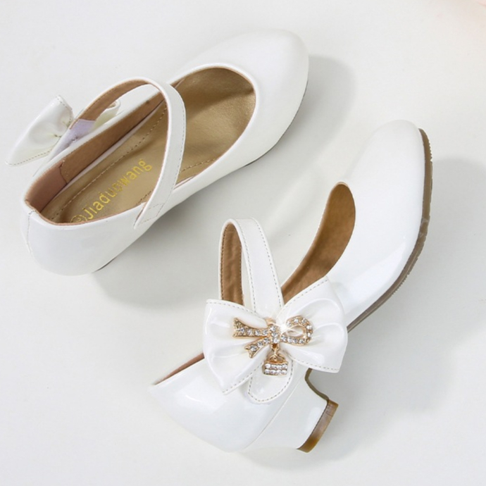 [1040-OK] รองเท้าคัชชูเด็ก รองเท้าออกงานเด็ก มีส้น ส้นเตี้ย หนังเงา โบว์ข้าง