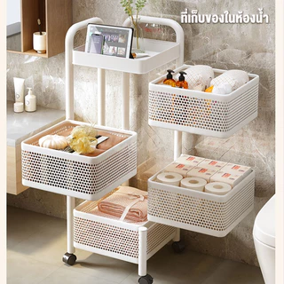 BV ตะกร้าผักแบบหมุนได้ ชั้นวางของในครัว 3ชั้น4ชั้น5ชั้น ตะกร้าผลไม้ สีดำ/ สีขาว ชั้นวางของมีล้อ รถเข็นเข้ามุม ตู้เข้ามุม