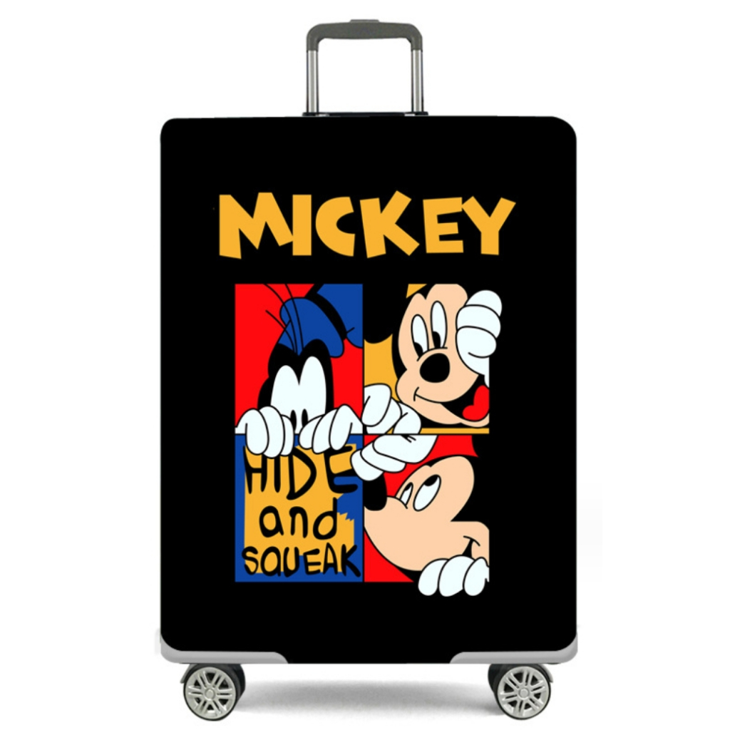 พร้อมส่งด่วน! ผ้าคลุมกระเป๋าเดินทาง แบบยืด ลายมิกกี้ กู๊ฟฟี่พื้นดำ