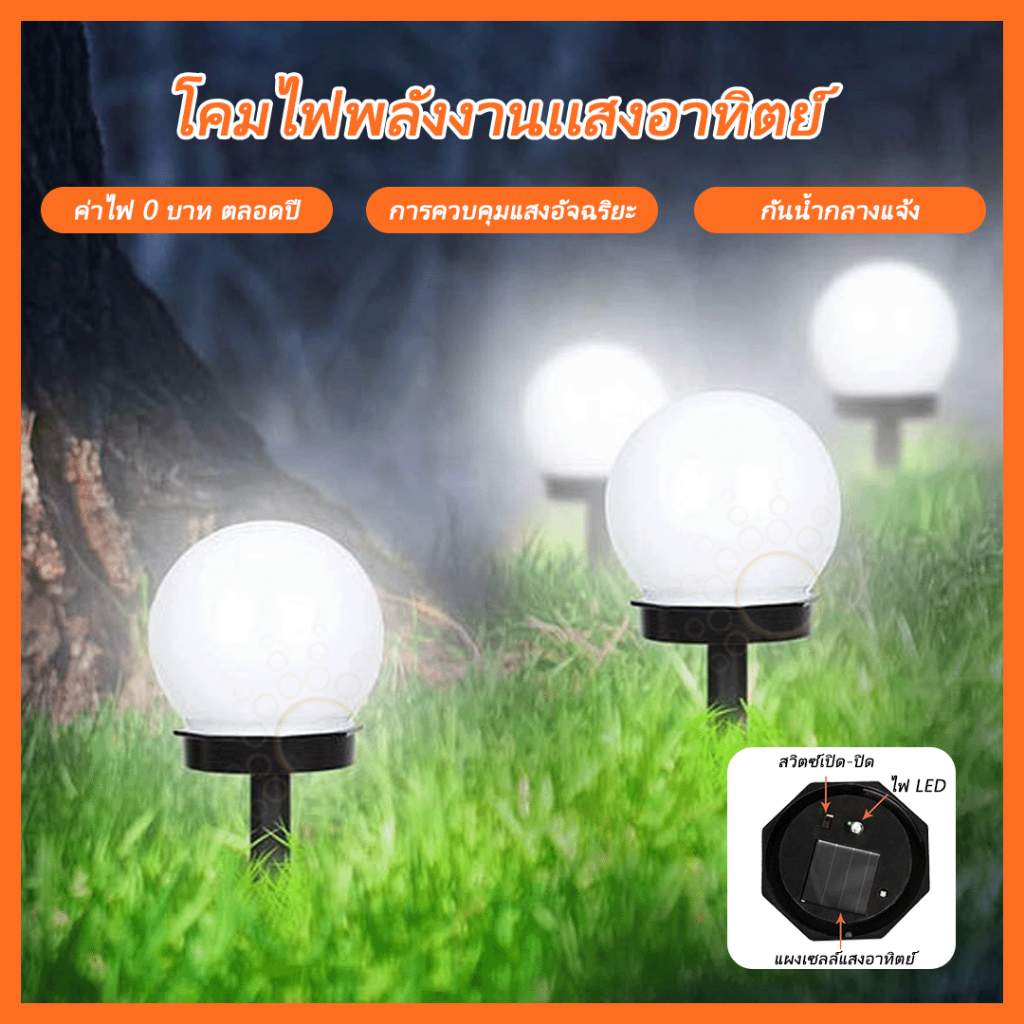 【ซื้อ 2 แถม 1 ฟรี】ไฟตกเเต่งสวน  ไฟปักสนาม พลังงานแสงอาทิตย์โซล่าเซลล์ ไฟ LED ไฟทาง ไฟโซล่าเซลล์
