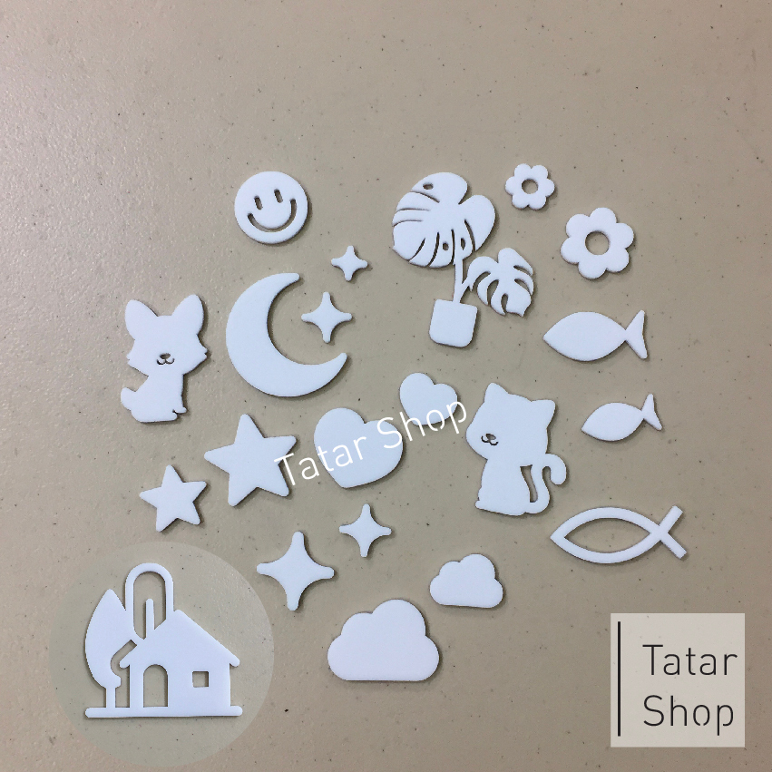 สัญลักษณ์ สีขาว สำหรับตกแต่งตัวหนังสือ ของตกแต่งผนัง ⭐ ❤️ 🌞 ⛅ 🌙