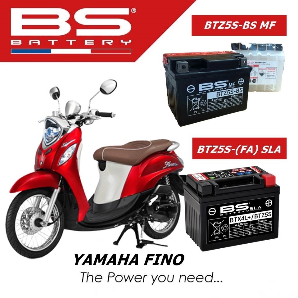 แบตเตอรี่ แบตเตอรี่มอเตอร์ไซค์ BS BTZ5S-BS / BTX4L+(FA)BTZ5S(FA) SLA (แบตเจล) สำหรับ Wave Click Fino