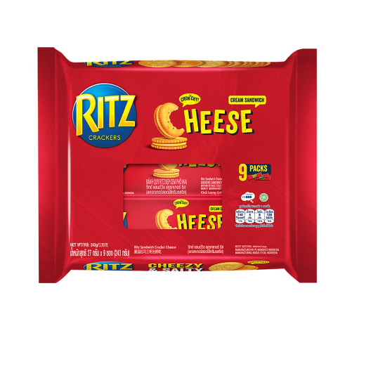 Ritz Sandwich Cheese 243g บรรจุ 9ห่อ (9 Packs) แครกเกอร์ ขนมปังกรอบ